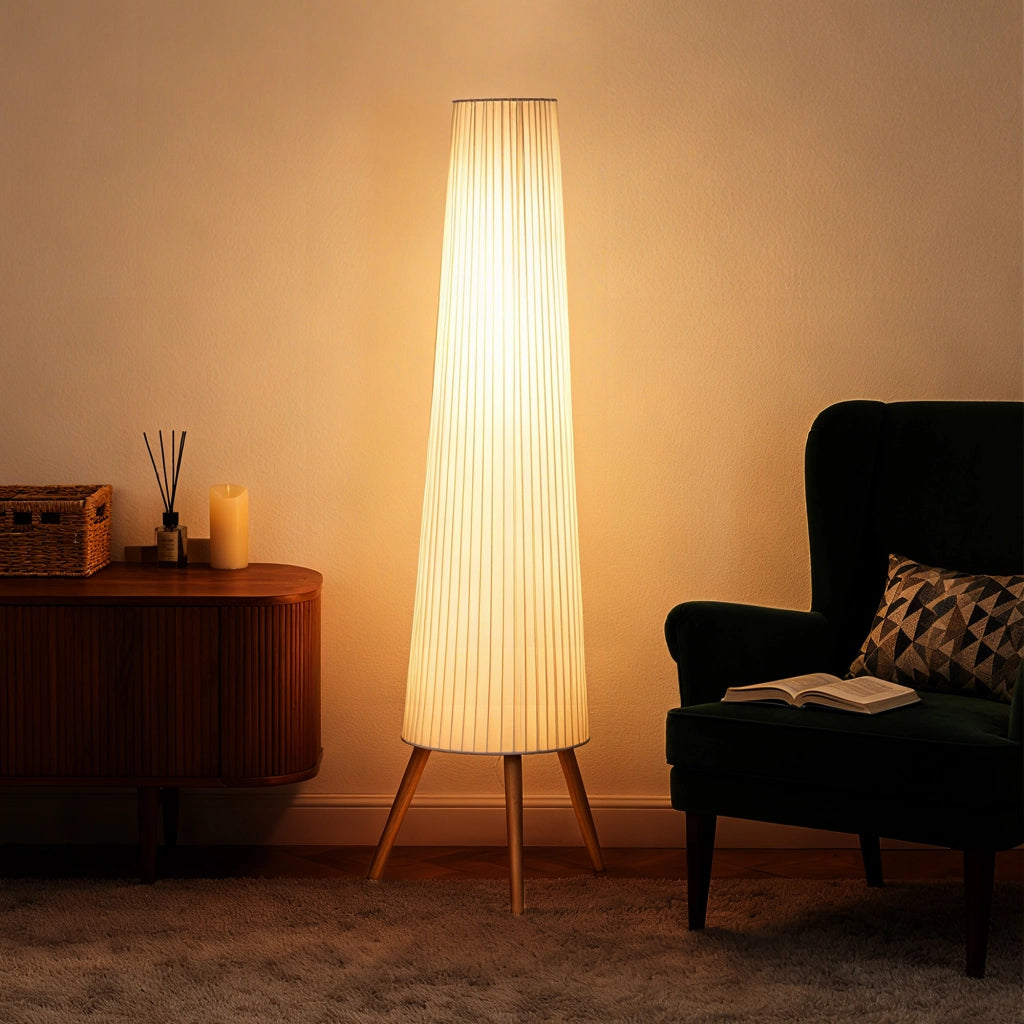 Lampada da terra ¨C zephmum ¨C Bianco, Legno, 46x46x153 cm