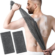 Pacco da 2 pezzi Loofah nero - Spazzola per il corpo - Spazzola per il pavimento - Asciugamano esfoliante extra lungo per doccia - Spazzola esfoliante per pavimento - Spazzola esfoliante per pavimento per lo sciacquio