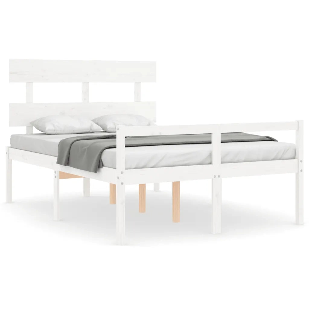 Letto per Anziani-Struttura Letto per Anziani  Bianco Testiera Small Double Legno Massello 749025