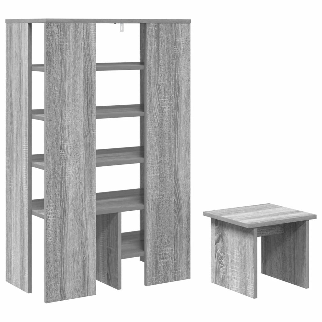Mobile per scarpe 2 pcs Grigio Sonoma Legno multistrato