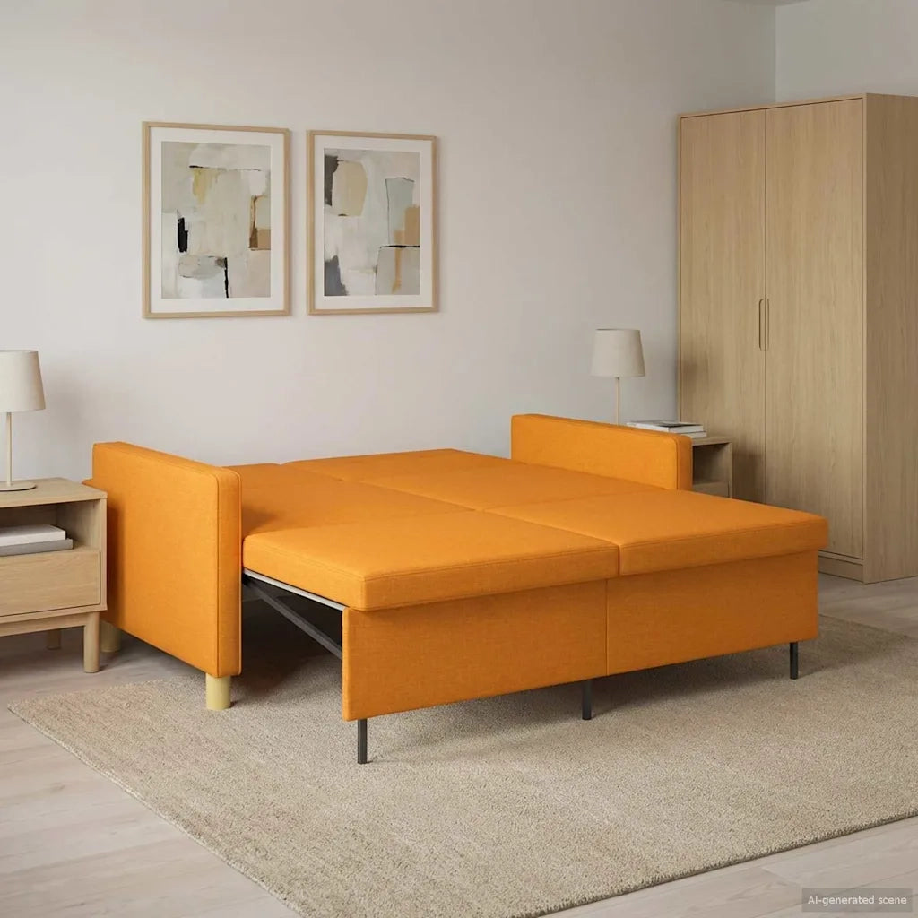 Divano Letto Estraibile Giallo Scuro Tessuto