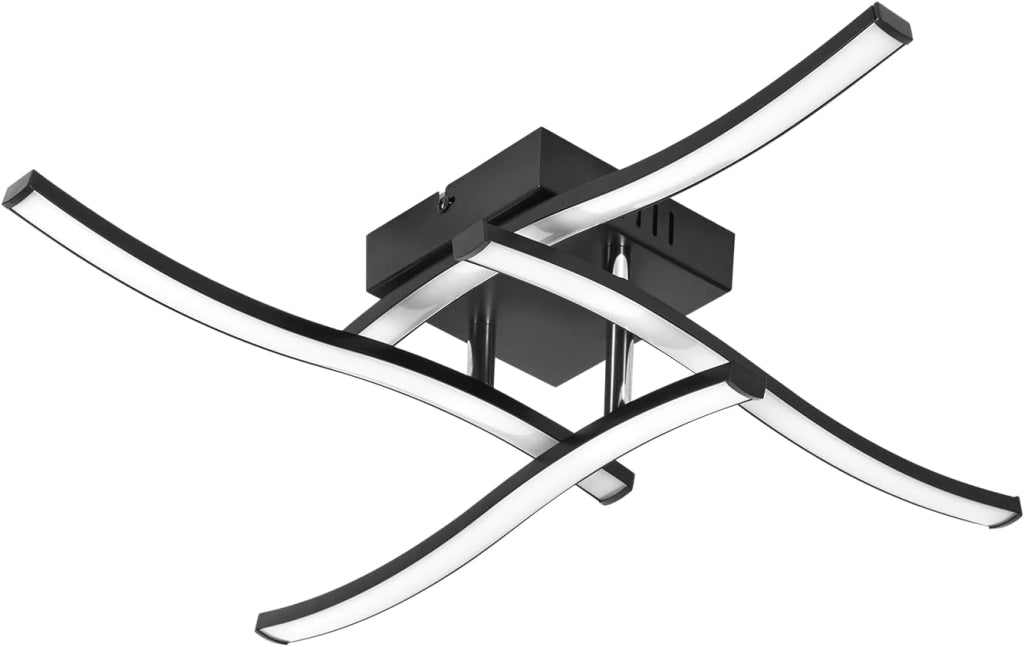 ZMH Lampada da soffitto plafoniera LED 24W nera moderna design ondulato per cucina soggiorno corridoio