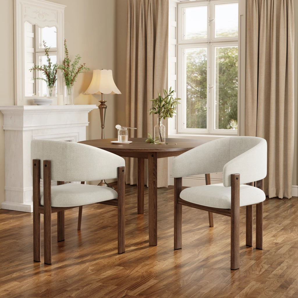 SEDIA da pranzo Set da 2 pezzi con braccioli 73,2x69,01x42,49 cm beige/walnut