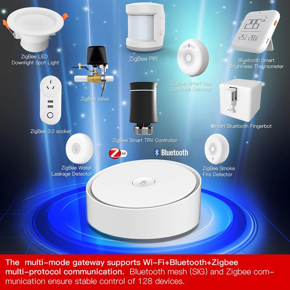 Gateway ZigBee 3.0 + Bluetooth BLE Mesh + Allarme, Smart Life, 1A, 5V, 92X92X40mm, IP20, SHZ3302
