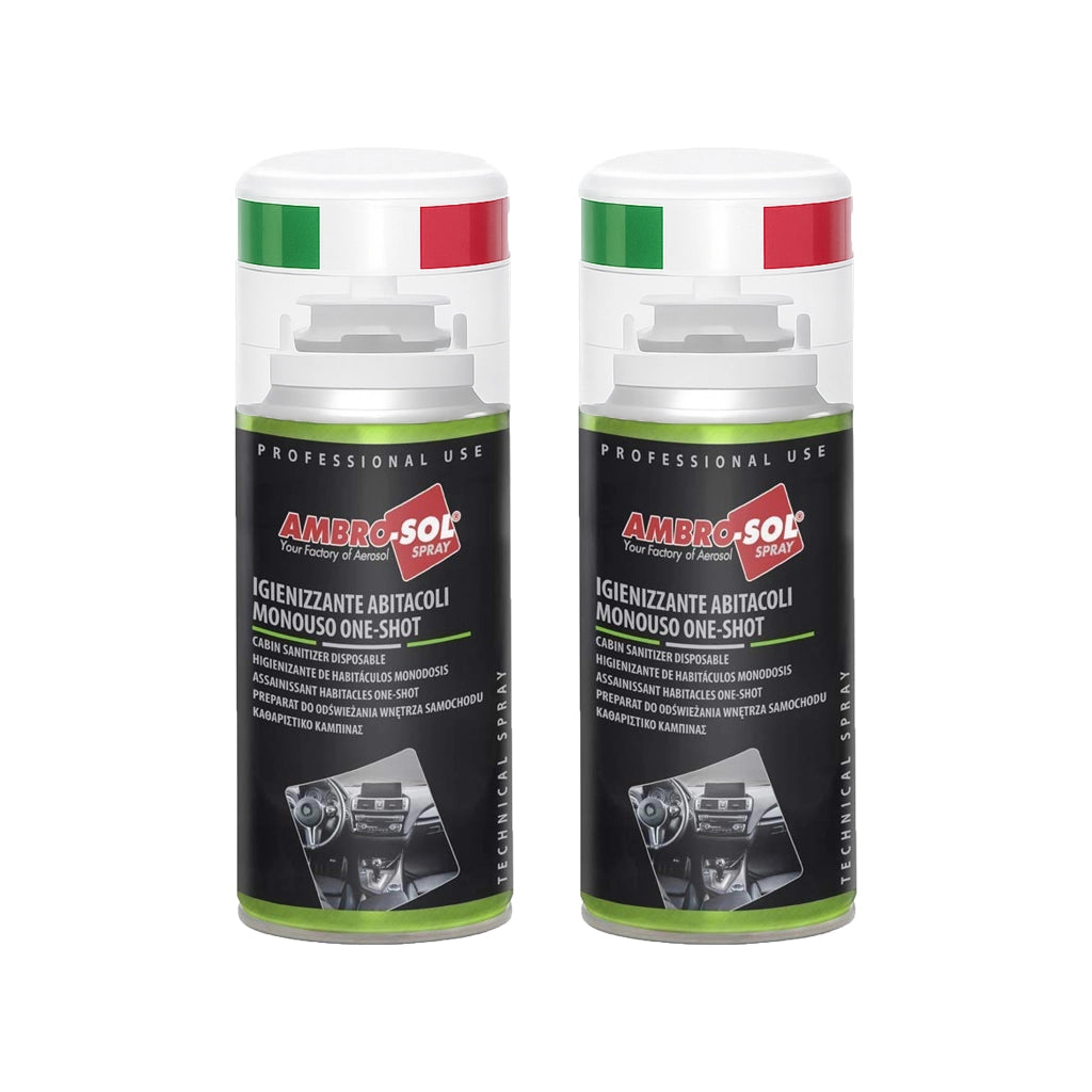 2 X 150ML One Shot Spray - Igienizzante Climatizzatore e Abitacolo Auto Monodose, Spray Pulizia Condizionatore ad Azione Purificante - Ideale per Rimuovere Germi e Batteri - Made in Italy