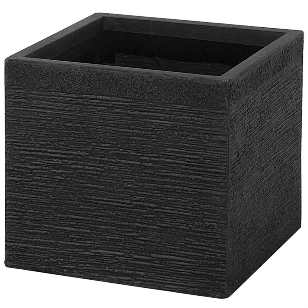 Vaso per piante fioriera in fibra nera solida quadrata 30 x 28 cm resistente ai raggi UV
