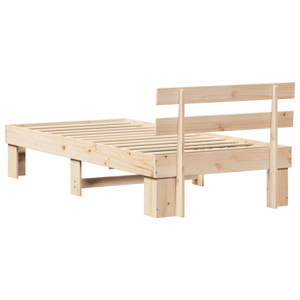 Struttura Letto con Testiera 80x200 cm in Legno Massello di Pino