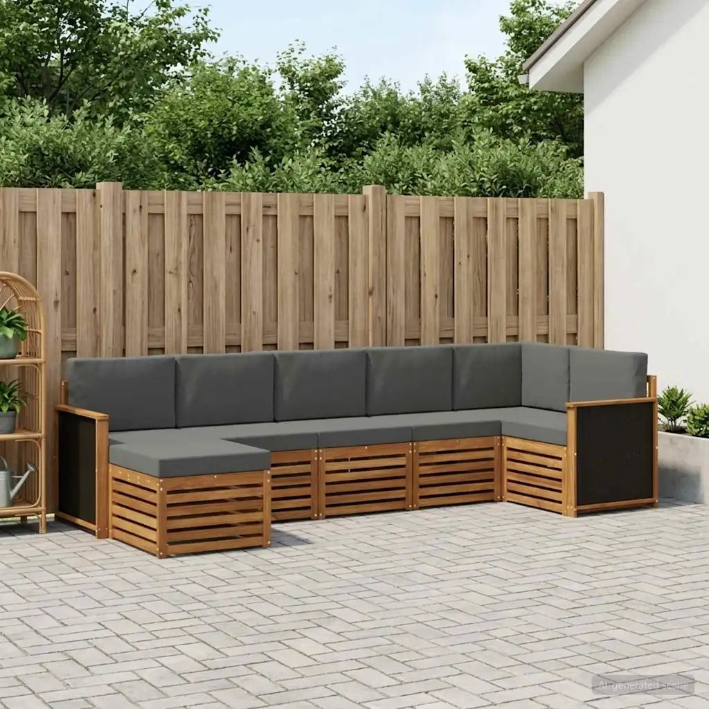 Set divano sezionale con cuscino 6 pcs Naturale e Antracite