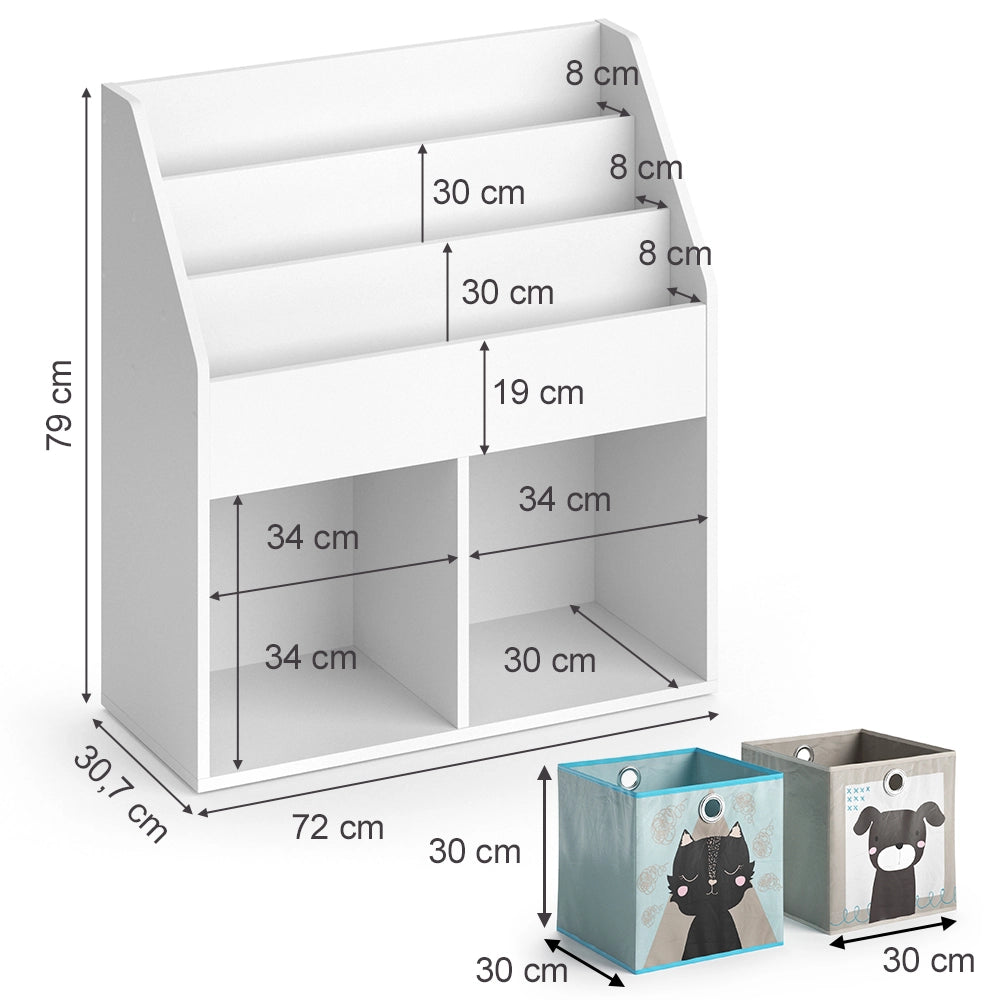 Vicco Libreria bambini Bianco 30.7 x 79 cm con 2 scatole pieghevoli opt.4