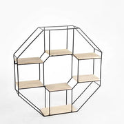 BACHECA DA PARETE STILE INDUSTRIAL OTTAGONALE A 7 RIPIANI 60X12X60CM