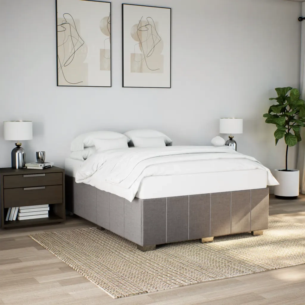 vidaXL Giroletto senza Materasso Tortora 140x190 cm in Tessuto