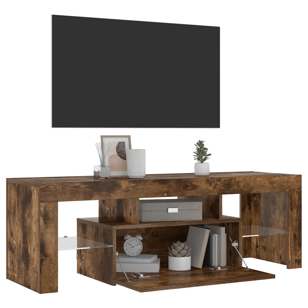 Mobile Porta TV con Luci LED Rovere Fumo 120x35x40 cm cod mxl 48174