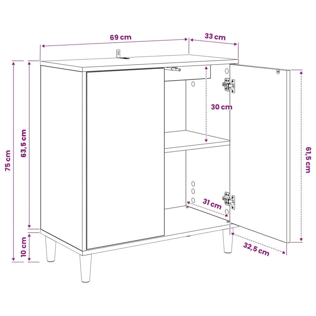Credenza LOCHEM Sonoma 69 x 33 x 75 cm Legno ingegnerizzato 8006910
