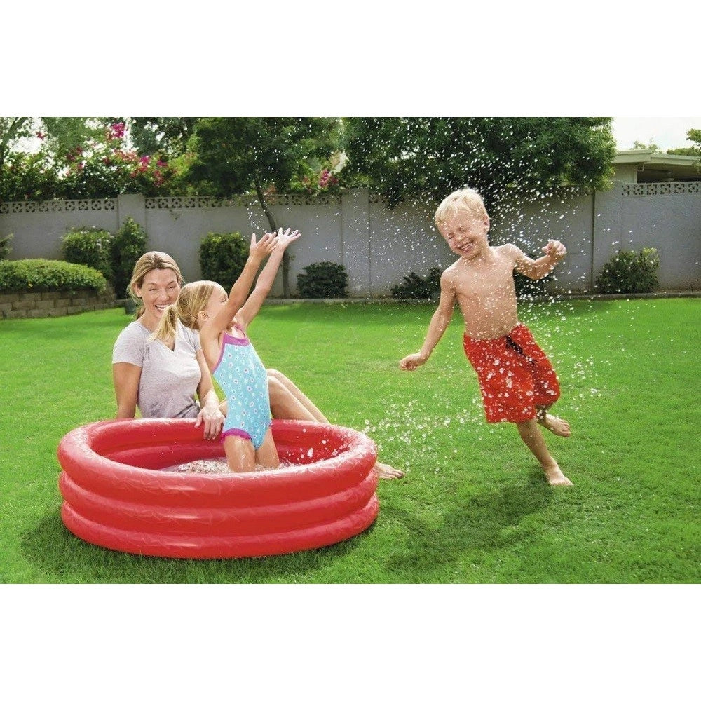 Trade Shop - Piscina Gonfiabile Tinta Unita Effetto Ghiaccio 3 Anelli Giardino 102x25cm 51024 -