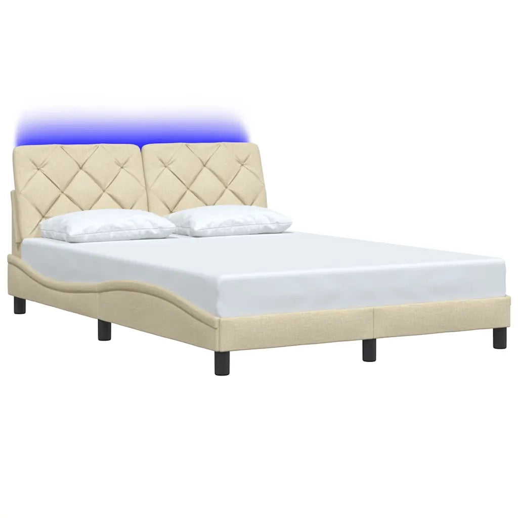 Giroletto con LED senza Materasso Crema 140x200 cm in Tessuto