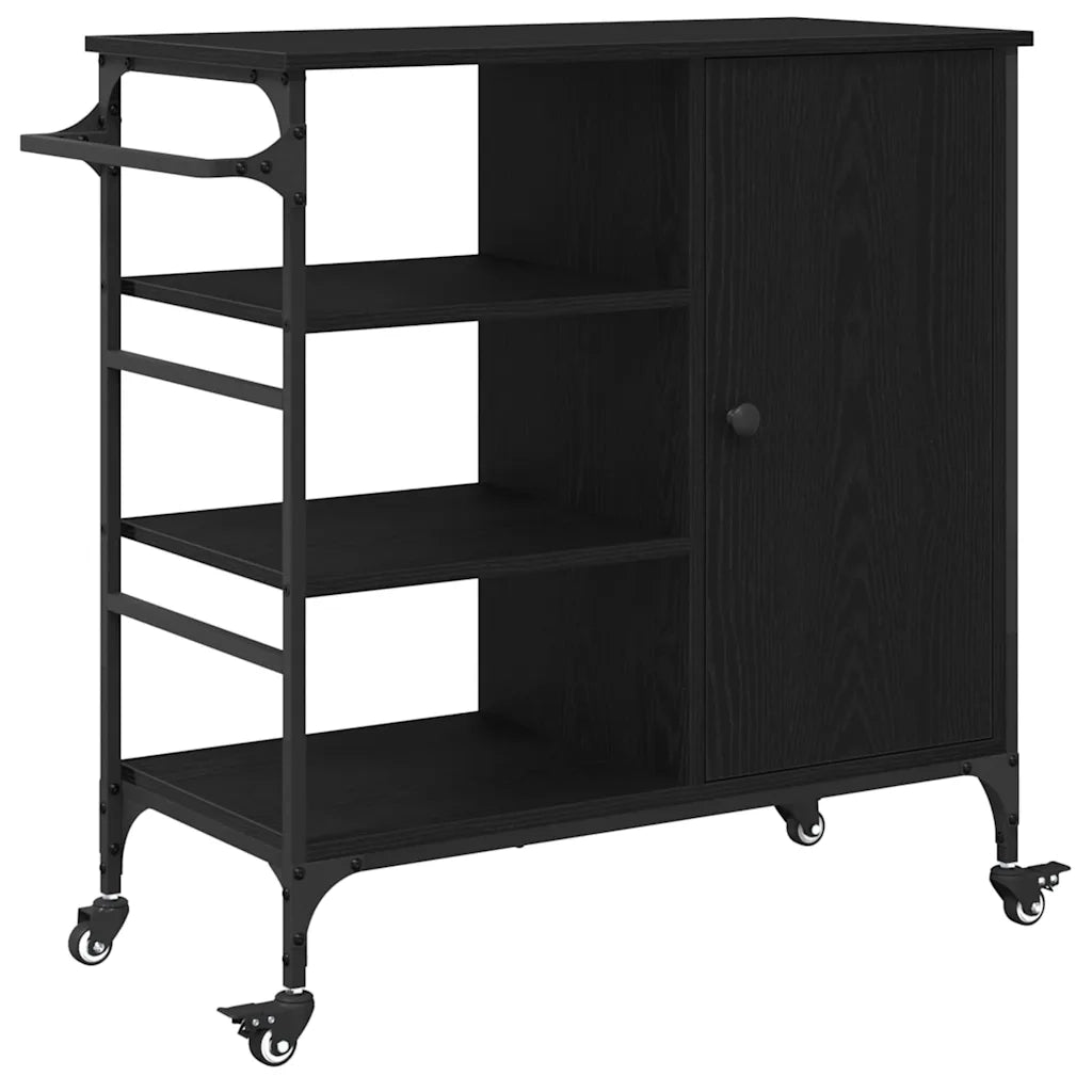 Carrello da Cucina Rovere Nero 87,5 x 39 x 84,5 cm 871665