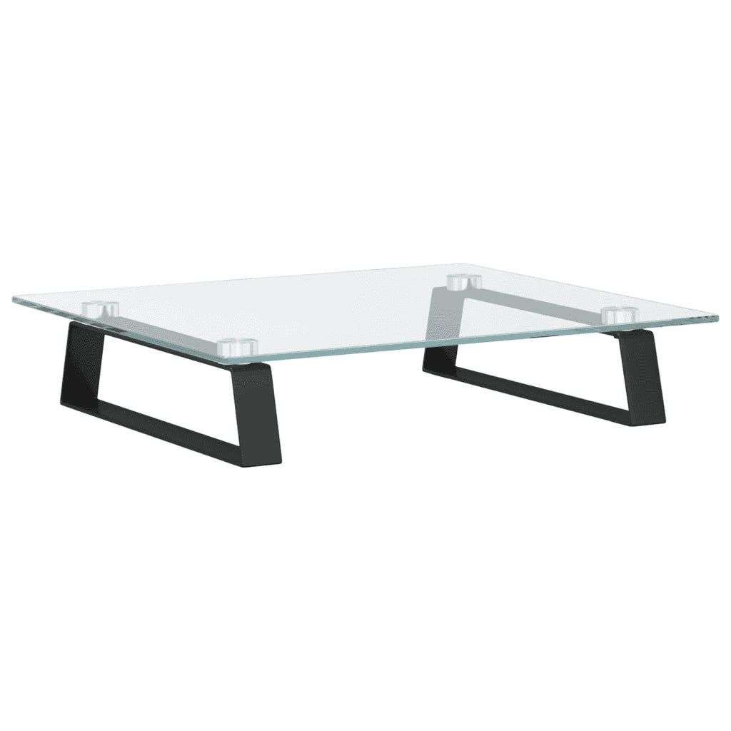 Supporto per Monitor Nero 40x35x8cm Vetro Temperato e Metallo 374227