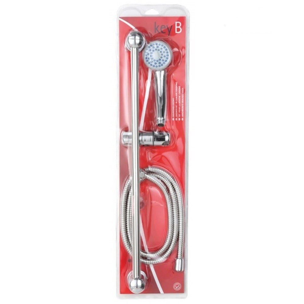 Trade Shop - Saliscendi Asta Con Soffione Doccia 1 Funzione Cromo Bagno Doccia Vasca -