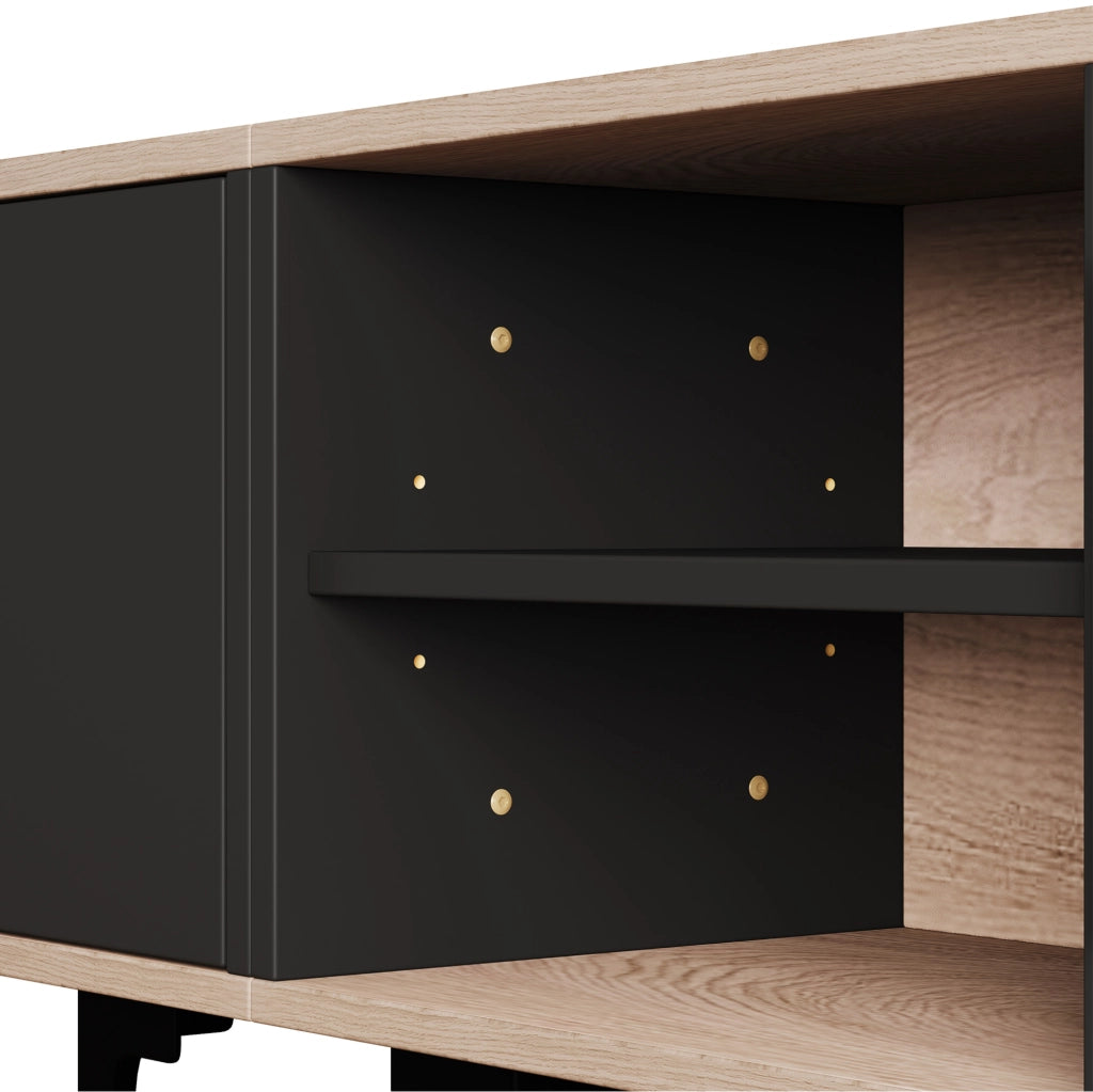 Mobile TV 180 x 35 x 49 cm; 3 ante e vani aperti; effetto rovere e nero
