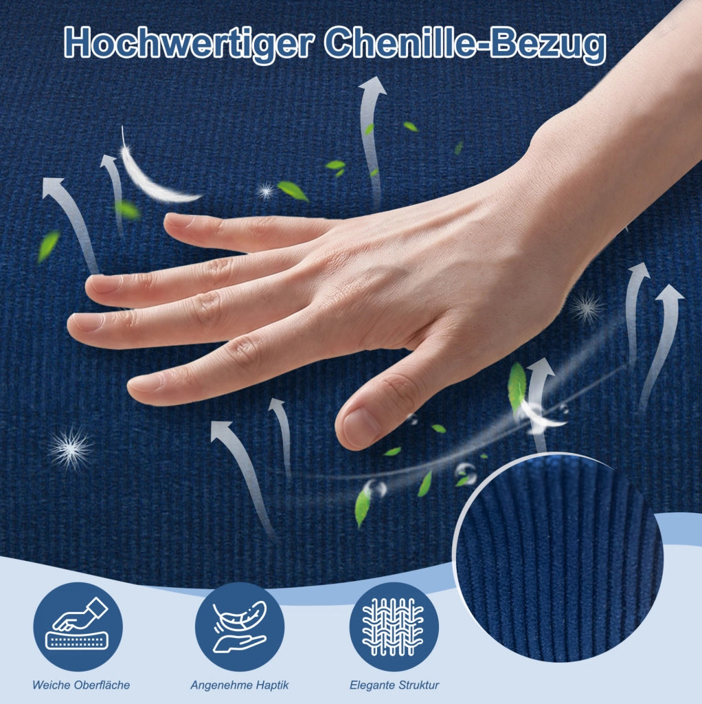 POLTRONA Relax 5 Posizioni 185x60 cm in Tessuto Chenille Blu