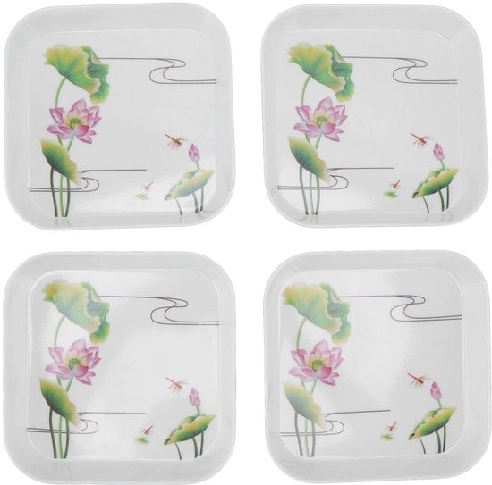 Piatto da snack 4-delig - Tavolo da snack per frutta 15x15cm - Mini-servizio - Contenitore per alimenti - Disegno giocoso - Adatto per casa e ristoranti