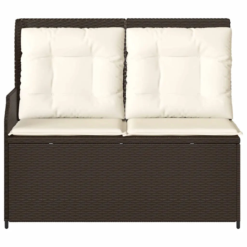 vidaXL Panchina da giardino con cuscino Marrone Poly Rattan