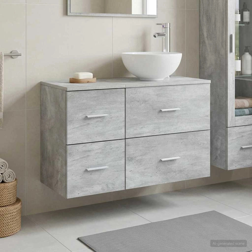 Set di mobili per il bagno 2 pz Grigio Cemento 3403955