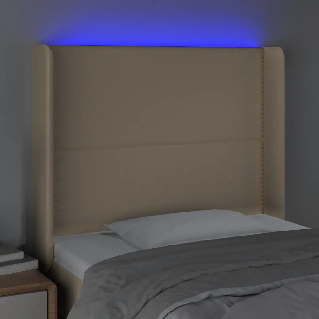 Testiera a LED Crema 103x16x118/128 cm in Tessuto 3123903