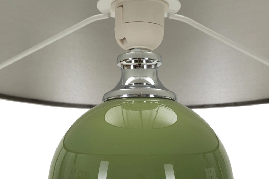 Lampada da Tavolo Eva Two Ø38x65 cm in Vetro e Ferro e Tessuto Verde e Grigio