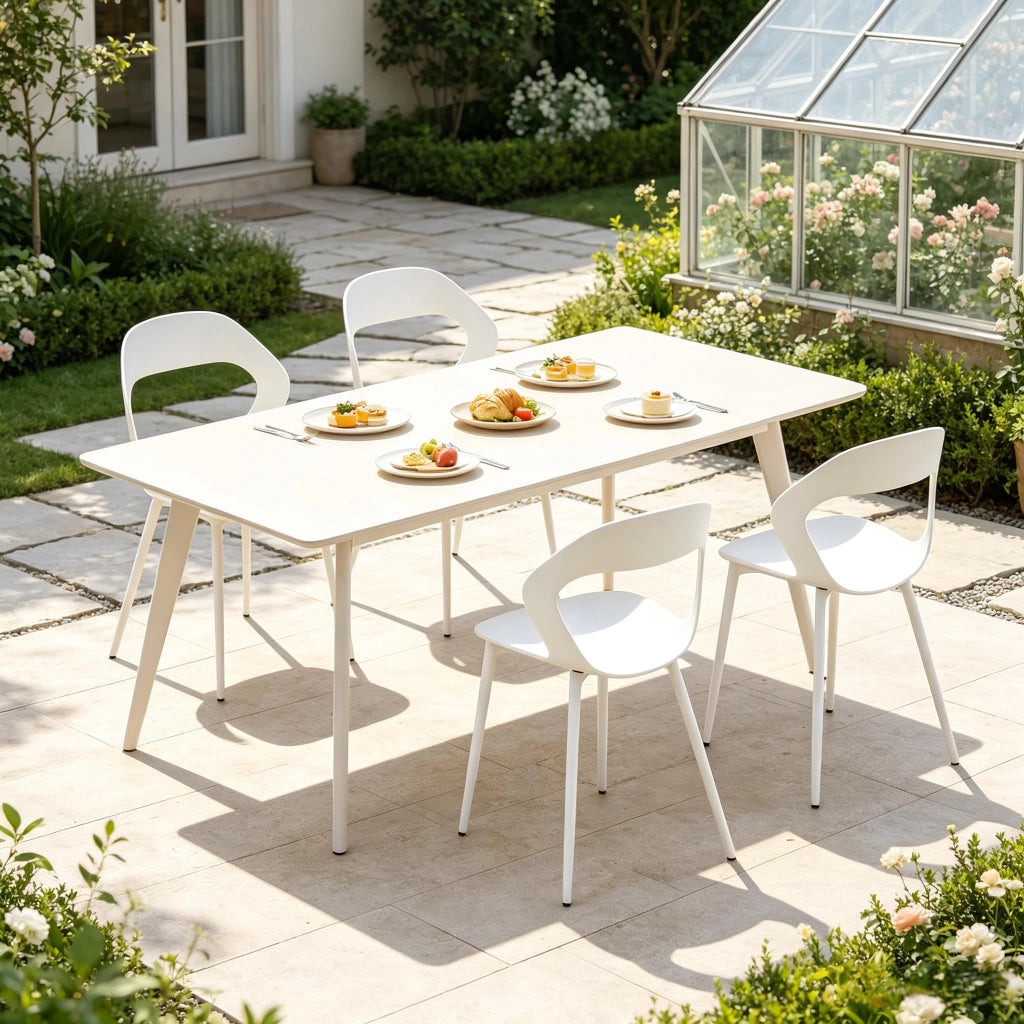Set di sedie da pranzo a 4 posti in pp e metallo bianco con schienale ergonomico e struttura stabile 51 × 44 × 83 cm