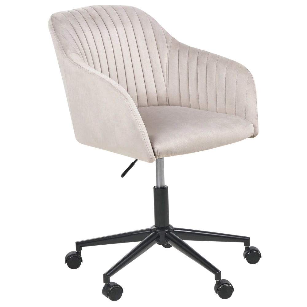 Sedia da scrivania in tessuto con ruote in velluto tortora ufficio da casa studio stile glamour