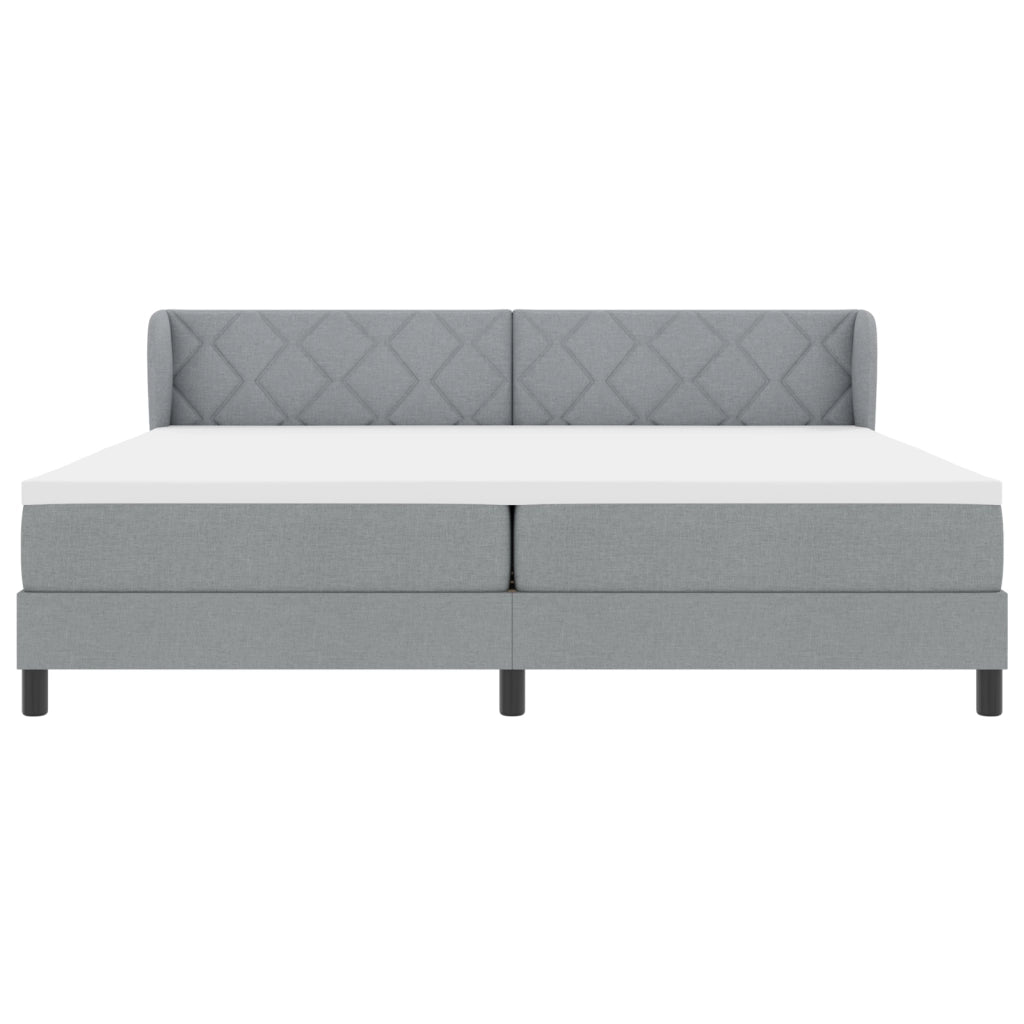 Letto Box Spring con Materasso Grigio Chiaro 200x200 cm Tessuto