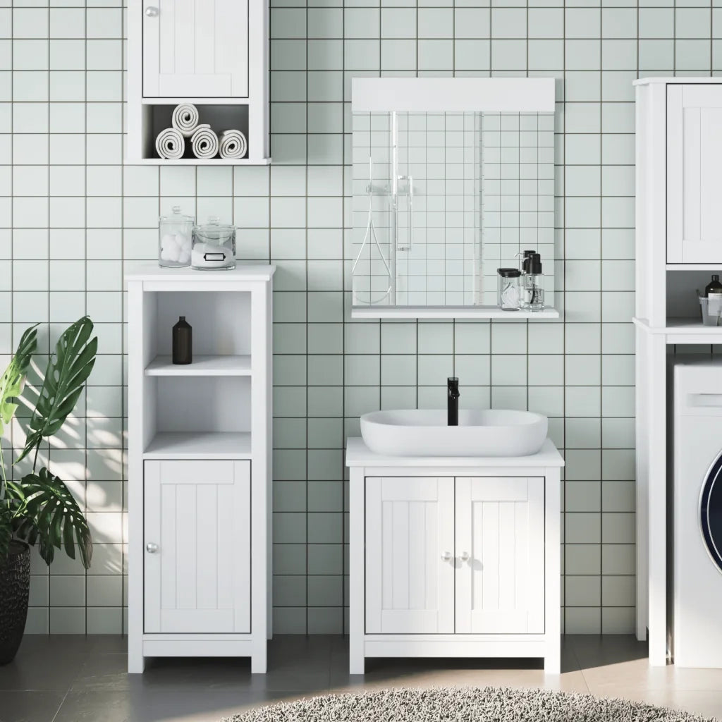 Set Mobili da Bagno | Armadio da bagno 3 pz BERG Bianco in Legno Massello di Pino
