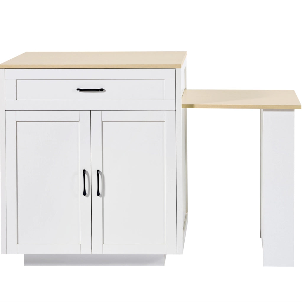 Tavolo bar allungabile 133x70x93.5 cm con contenitore in MDF bianco