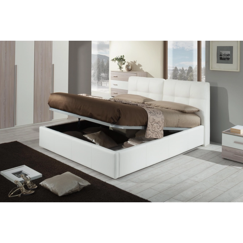 Letto matrimoniale con contenitore Melia bianco