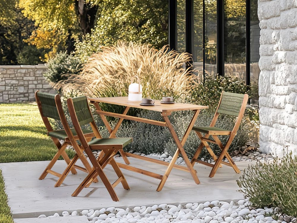 Tavolo da pranzo da giardino in legno di acacia rettangolare in legno chiaro 120 x 60 cm pieghevole stile retrò tradizionale
