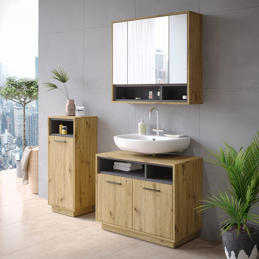 Vicco Mobiletto bagno Rovere artigianale 30 x 93 cm