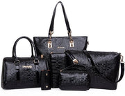 Borsa a tracolla da 6 pezzi con tasca a tracolla e portafoglio in pelle PU borsa a tracolla portafoglio borse da spalla portafoglio clutch nero
