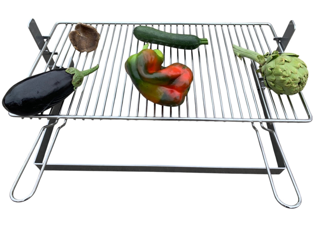 Griglia per Barbecue e Camino in Acciaio Cromato, Regolabile in Altezza, Struttura in Ferro, per Carne Pesce e Verdure 70x45 cm