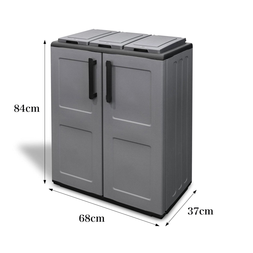 Contenitore per Rifiuti Artan, Pattumiera Capacità 210 (70 per Sacco) Made in Italy, 68x37x84h cm Grigio