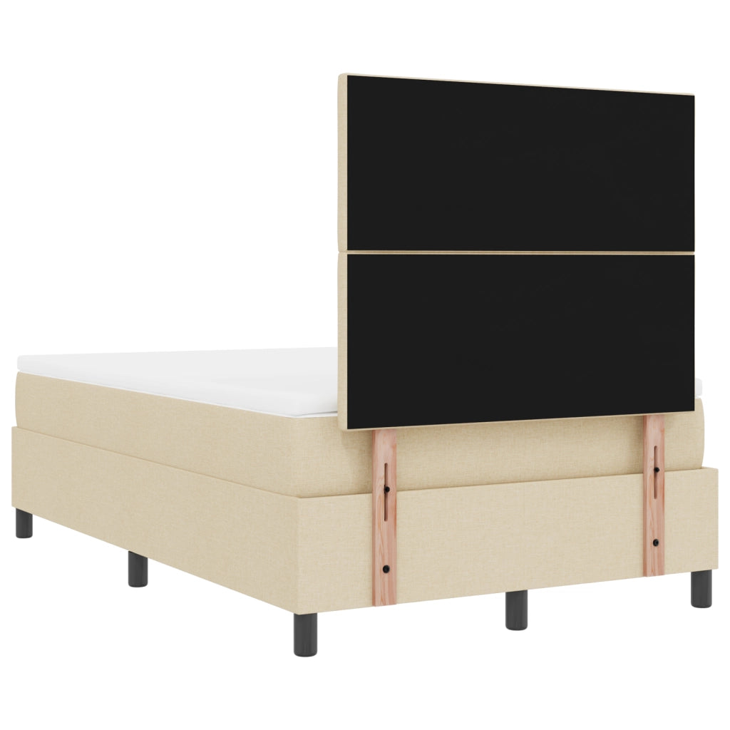 Letto con Rete a Molla e Materasso & LED Crema 120x200 cm Tessuto