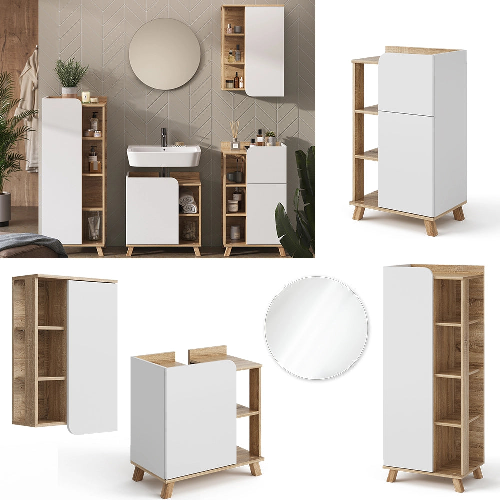 Vicco Set di mobili da bagno Sonoma/Bianco 5 parti