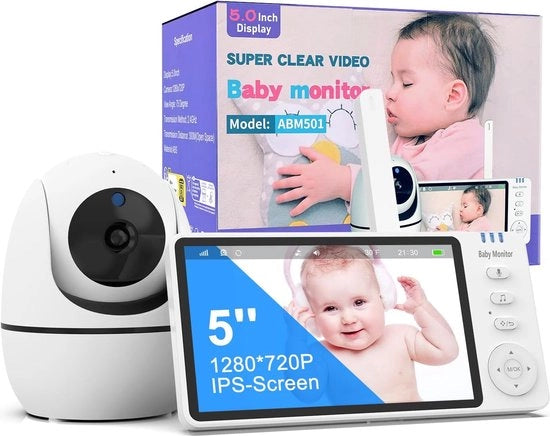 Camera da Nido 5 pollici 720p con Notte/Nuova giornata, Comunicazione VOX, Sensore di Temperatura a Doppia Via e 8 Canzoni da Sonno - 3500mAh