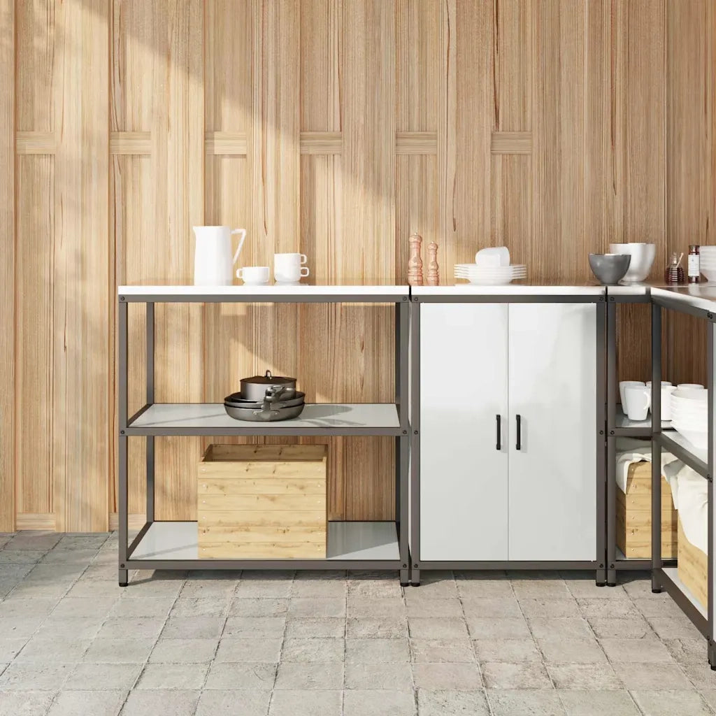 vidaXL Set di Stoccaggio per Cucina 2 pcs Argento 150 x 50 x 92 cm