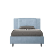 BS COM Letto una piazza e mezza senza rete imbottito 110x200 microfibra azzurro