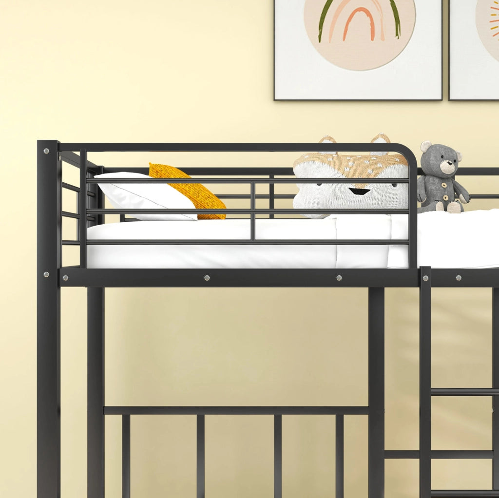 Letto a castello triplo in metallo nero 90x200 cm