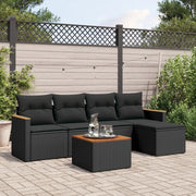 Set Divano da Giardino 6 pz con Cuscini Nero in Polyrattancod mxl 114282