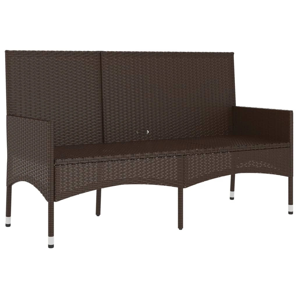 Panca da giardino mobile da giardino per esterni terrazza a 3 posti con cuscini 140 x 51 x 85 cm resina intrecciata marrone 02_0011790