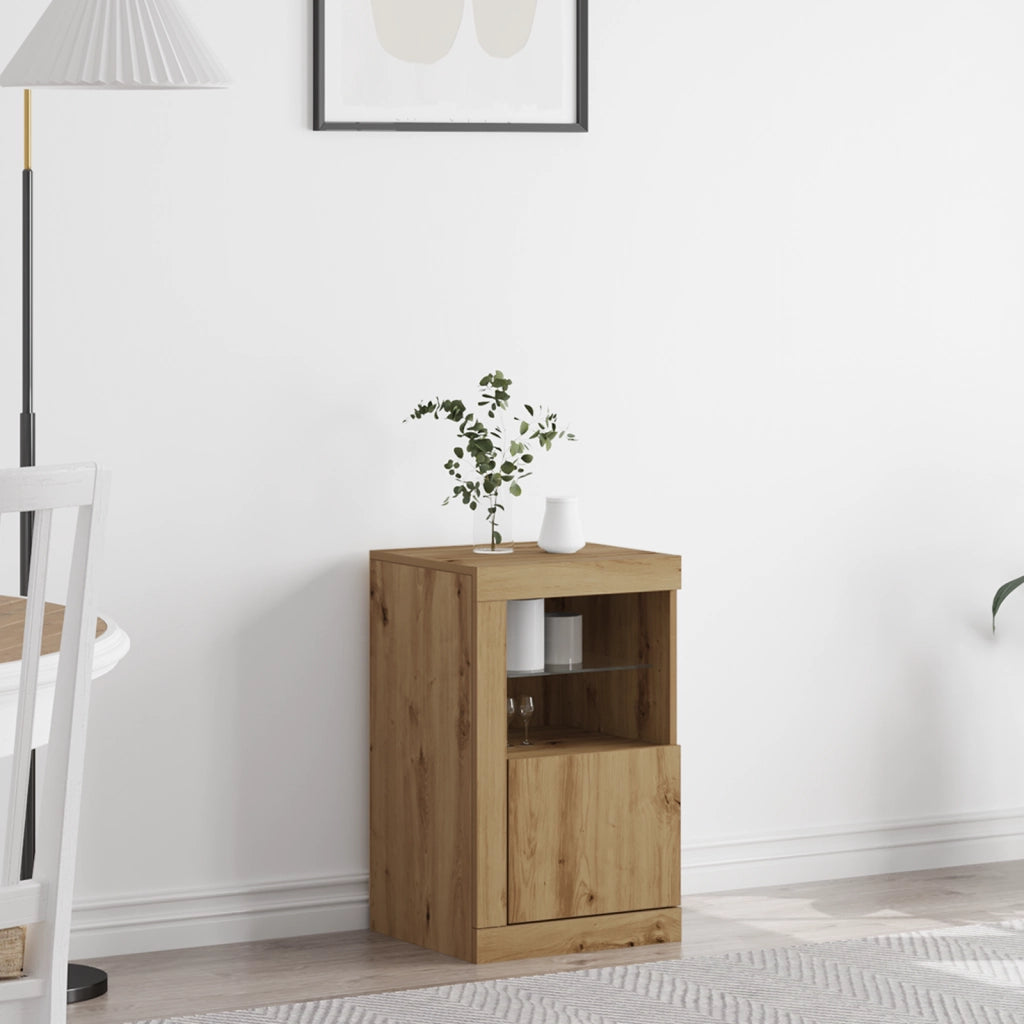 Sideboard  con luci LED in rovere artigianale 41x37x67 cm