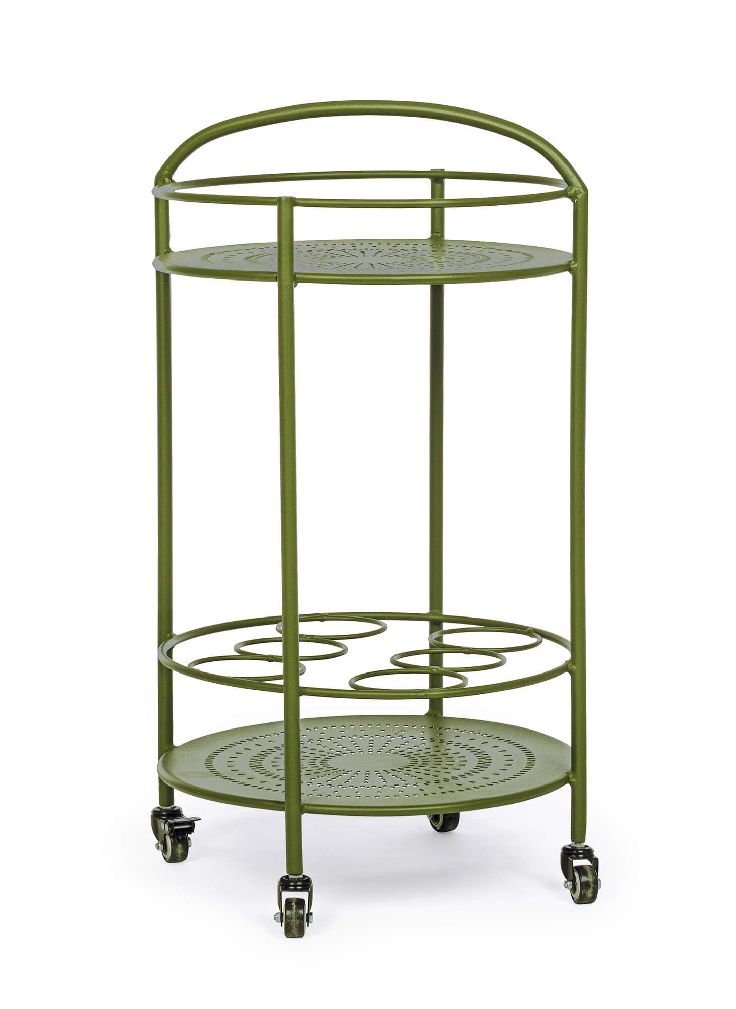 Carrello da Cucina 45x81 cm con Portabottiglie e Ruote in Acciaio Verde